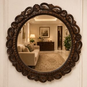 Regal Bloom Round Wall Mirror-img1