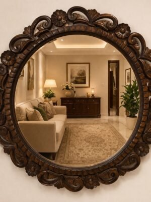 Regal Bloom Round Wall Mirror