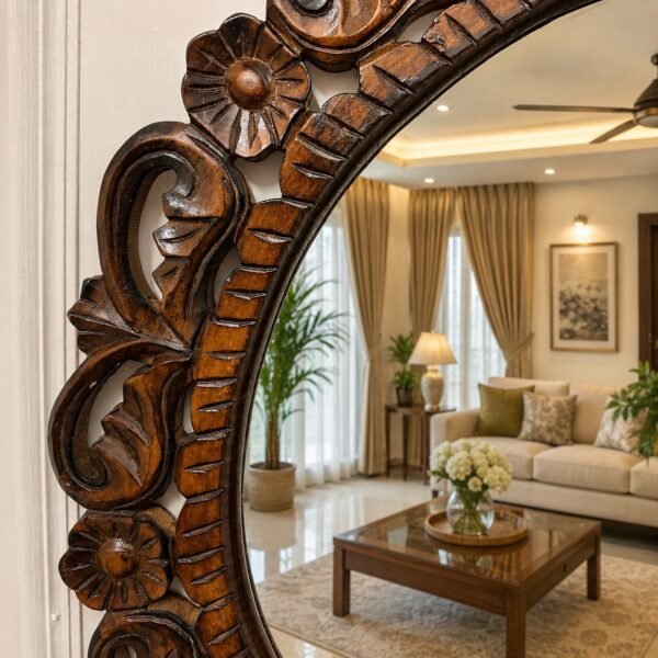 Regal Bloom Round Wall Mirror