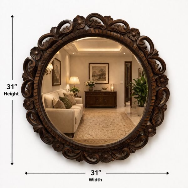 Regal Bloom Round Wall Mirror
