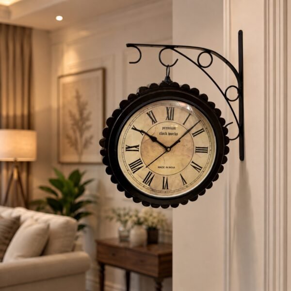 Vintage Double-Sided Hanging Wall Clock