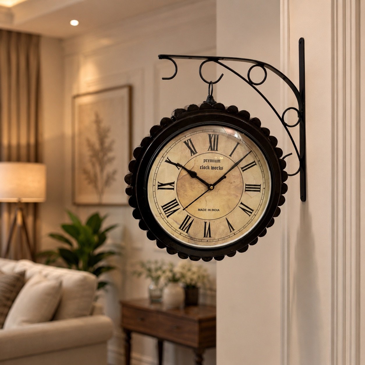 Vintage Double-Sided Hanging Wall Clock-img1