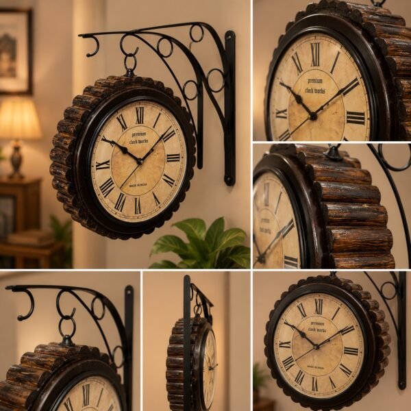 Vintage Double-Sided Hanging Wall Clock
