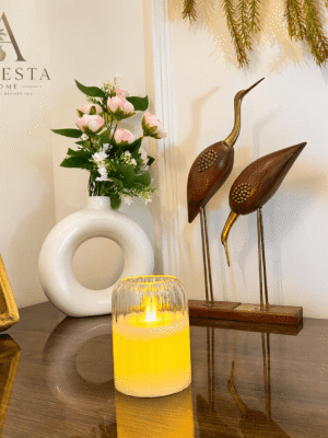 Warm Ember Glass LED Candle ( Each candle is powered with 3 x AAA batteries not included)