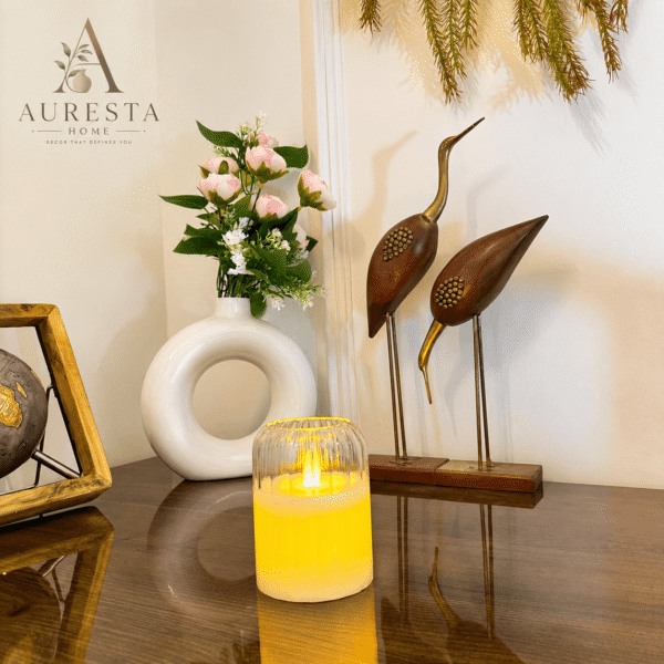 Warm Ember Glass LED Candle ( Each candle is powered with 3 x AAA batteries not included)