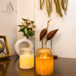 Warm Ember Glass LED Candle ( Each candle is powered with 3 x AAA batteries not included)