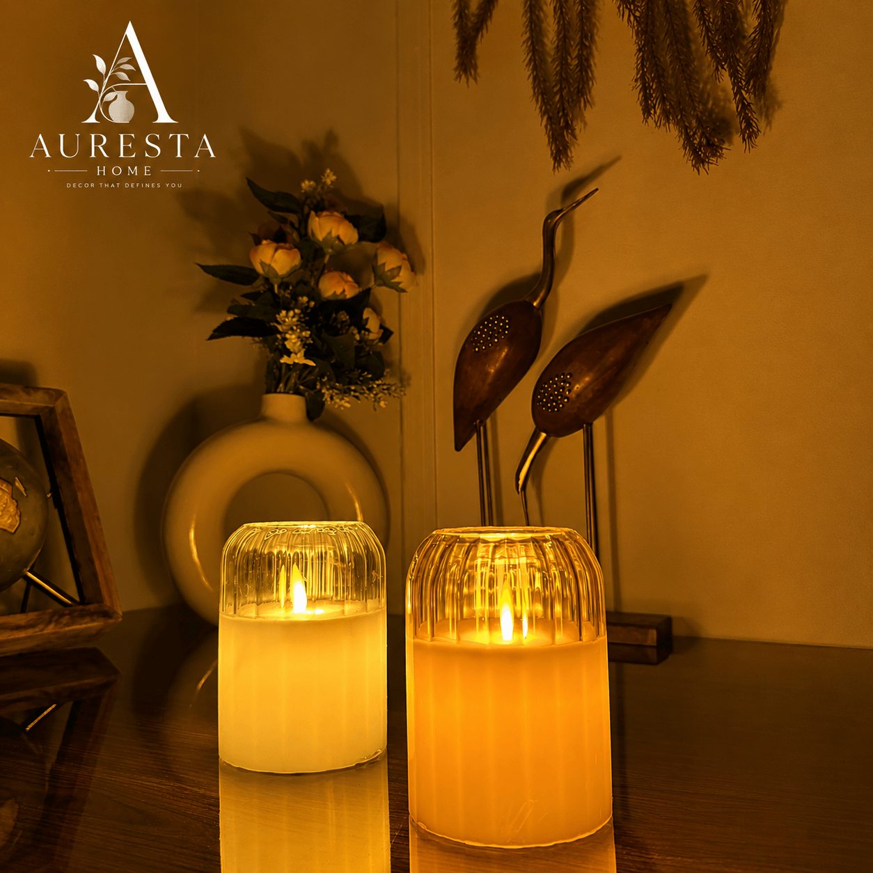 Warm Ember Glass LED Candle ( Each candle is powered with 3 x AAA batteries not included)-img3