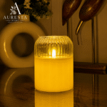 Warm Ember Glass LED Candle ( Each candle is powered with 3 x AAA batteries not included)